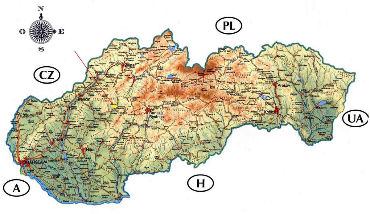 карта на Словакия брави