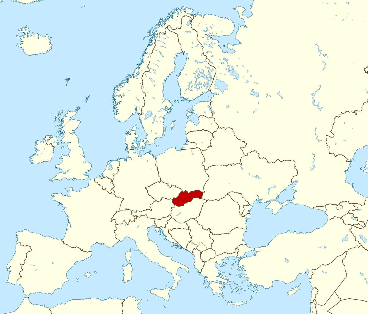 карта на Словакия карта на Европа