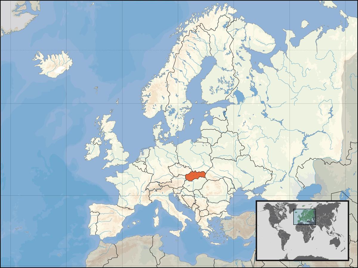 Местоположение на Словакия върху картата на света