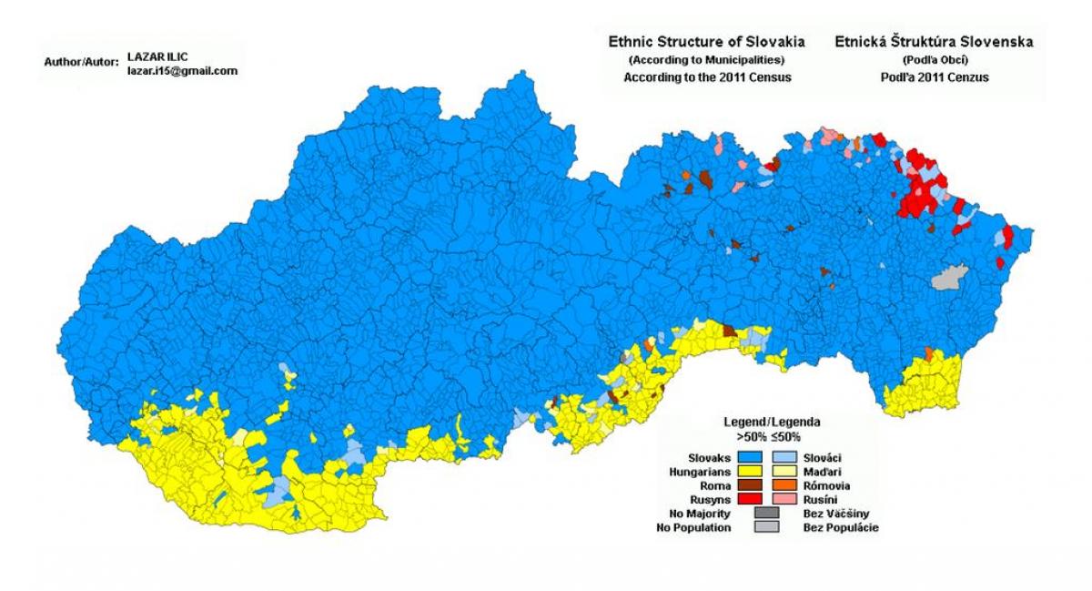 карта на Словакия етнически