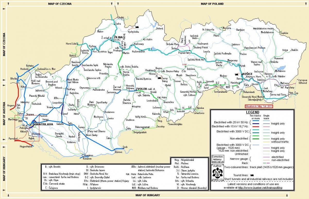 Словакия влак на картата