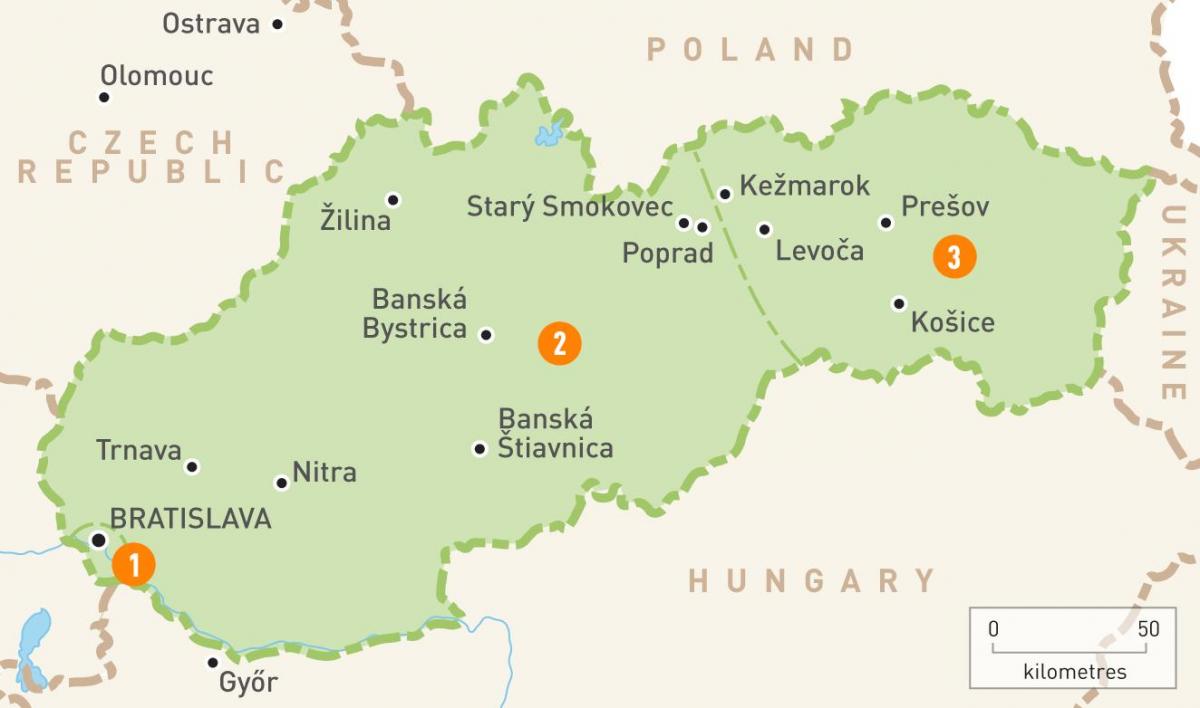Словакия на картата