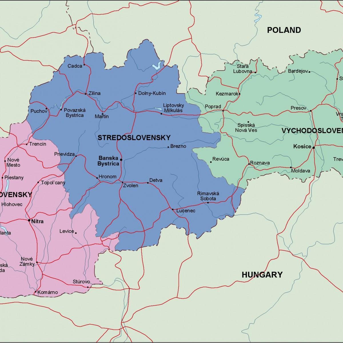 карта на Словакия политически