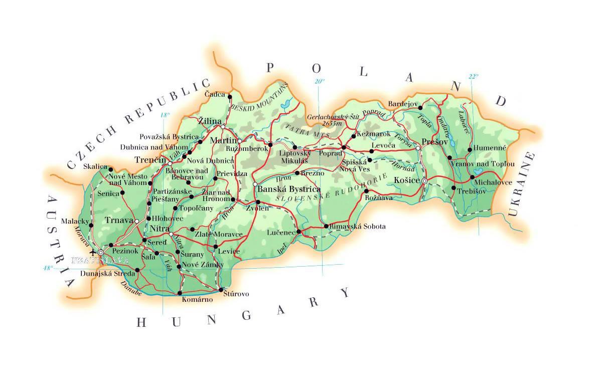 карта на ски курорти на Словакия