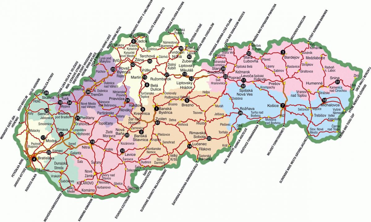Словакия забележителности на картата