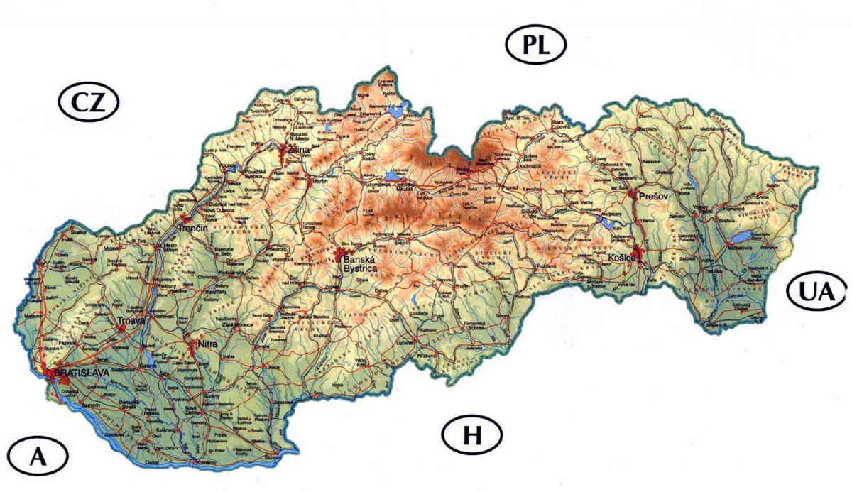 подробна карта на Словакия
