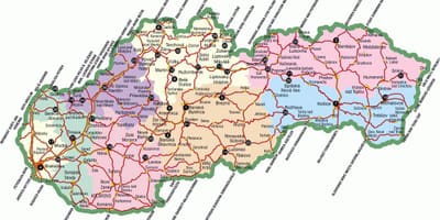 Словакия забележителности на картата