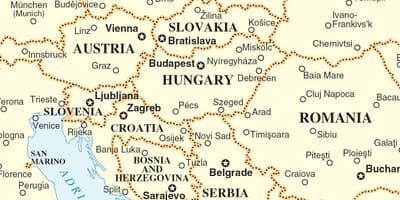 Карта на Словакия околните страни