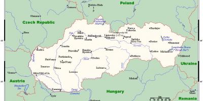 Карта на Словакия с градовете